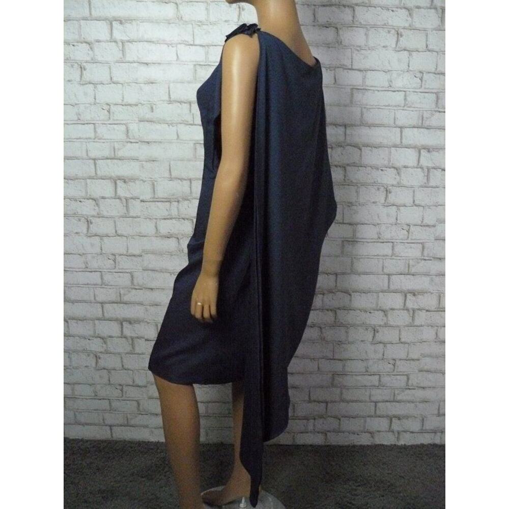 $160 Angel Sanchez Navy Blue Cape Mother of Bride Party Sheath Dress 10 NEW - Picture 6 of 8